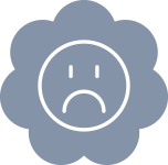A sad face inside a thought bubble.