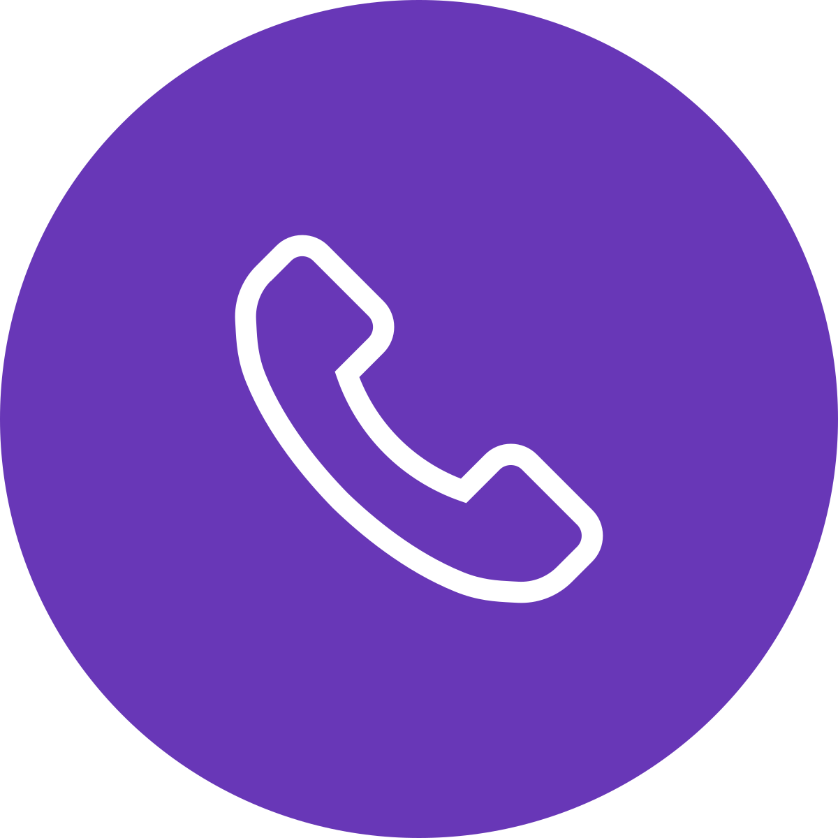 Phone icon on purple circular background