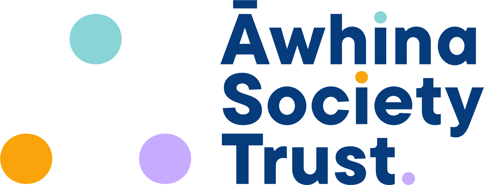 The logo for the Awning Society Trust featuring a person holding an umbrella, with the organization name in large blue letters and colorful circles around.