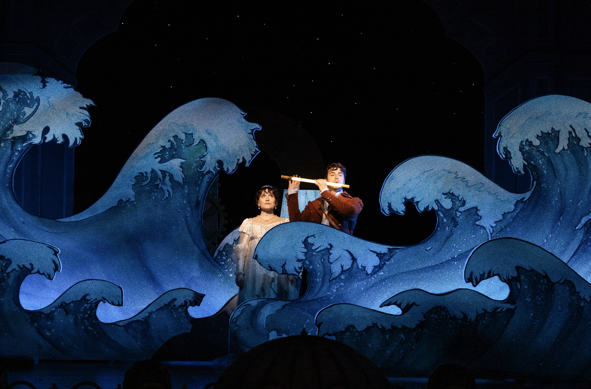 Magic Flute - Painted Waves - Scenic Design by Simon Higlett - Photo by Bronwen Sharp.