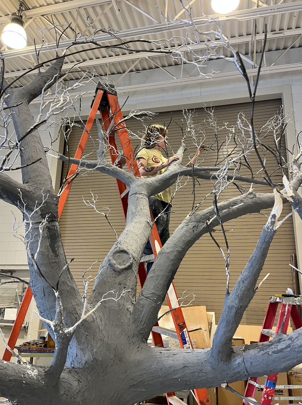 La Boheme - Use of paper mache to build up branches following application of texture.