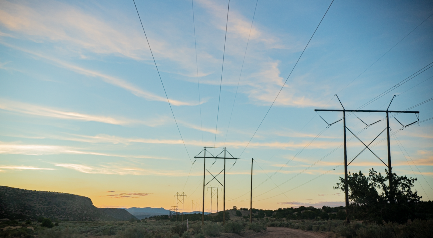 Telephone wires over New Mexico.