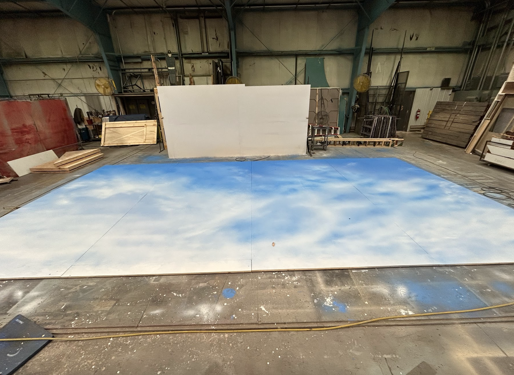 Painted clouds for Once on this Island at the Lyric theatre of Oklahoma 2024.