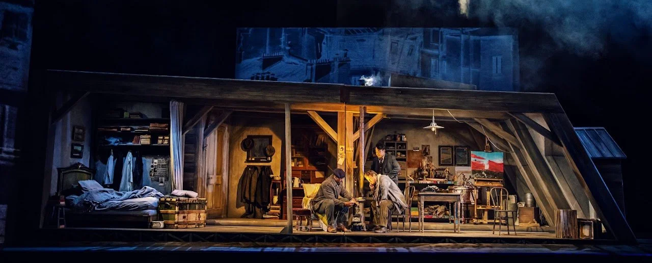 La Boheme - Garret unit. (Application of texture on wood, walls, and floor. Painting of the wood and walls.)