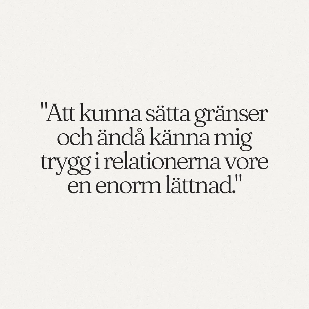 💡 "Att kunna s&auml;tta gr&auml;nser och &auml;nd&aring; k&auml;nna mig trygg i relationerna vore en enorm l&auml;ttnad."

M&aring;nga undviker att v&auml;rna sina gr&auml;nser av r&auml;dsla f&ouml;r att f&ouml;rst&ouml;ra relationer.

💭