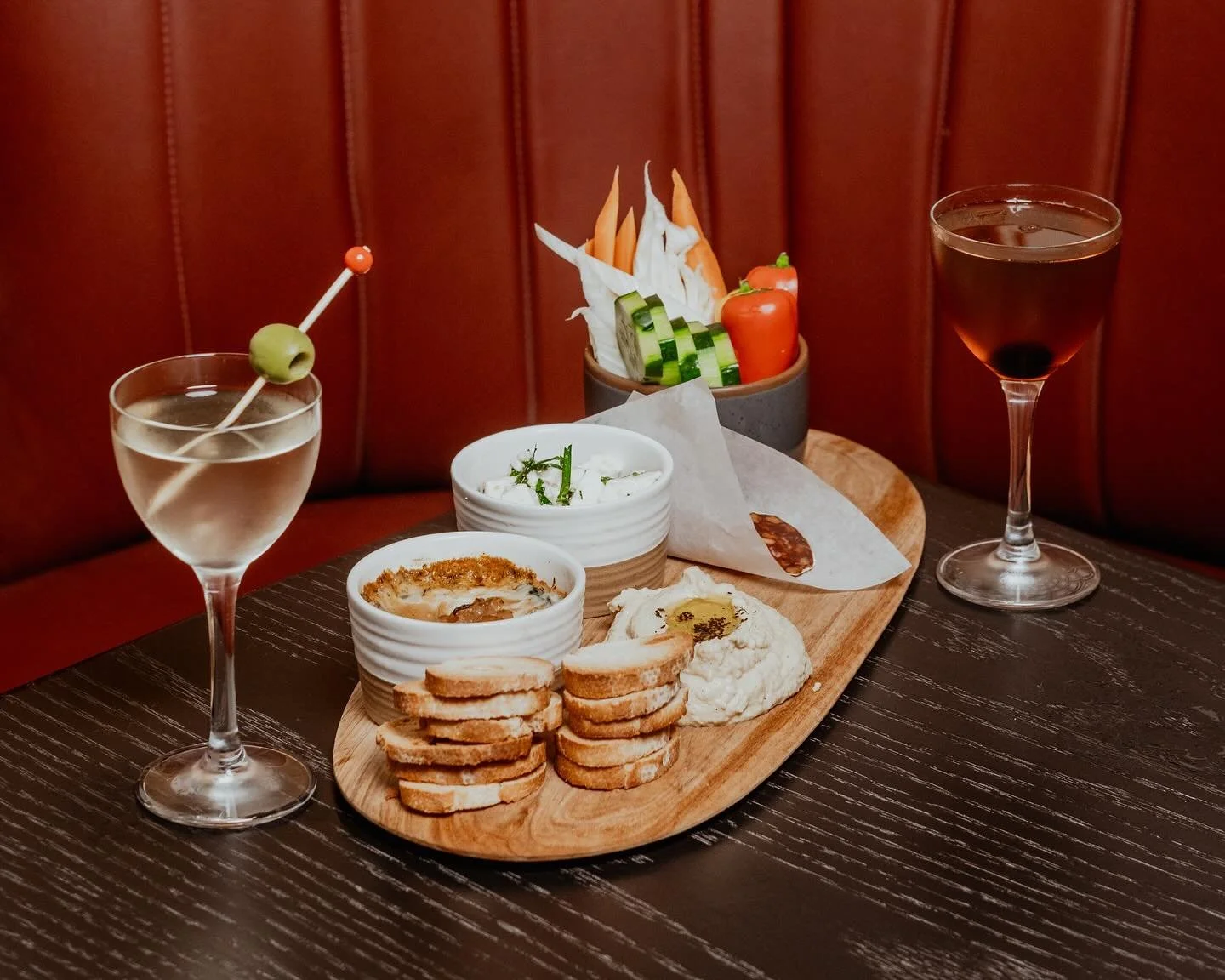 MONDAY NIGHT BOARD MEETINGS
The only kind of meeting that shouldn&rsquo;t be an email. 
Dee-licious discounts on our small &amp; large mezze boards + $12 House Martinis &amp; Manhattans all night.
What say you, crew? Are you Team #Manhattan or Team #