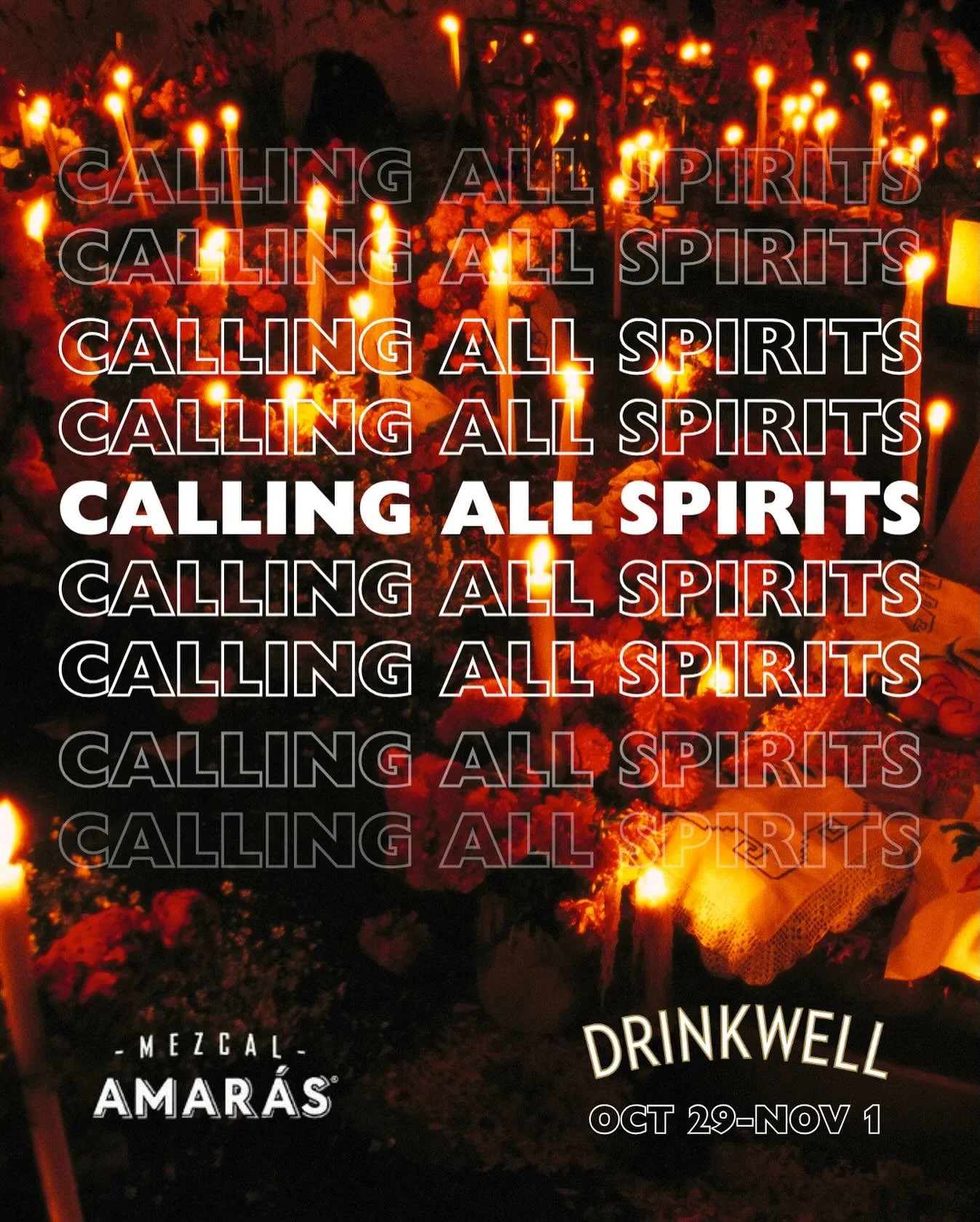 CALLING ALL SPIRITS 
This Halloween, we’re blending two worlds — the living and the remembered. 🌙💀
Join us October 29th-November 1st as DrinkWell will become a grand Dia de los Muertos ofrenda filled end-to-end with candles, flowers, a