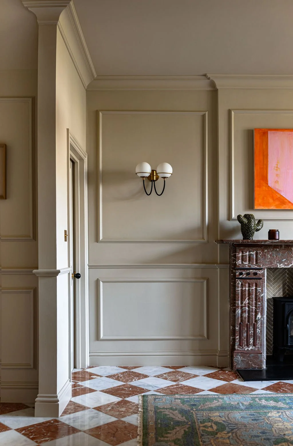 Wall panelling fireplace marble