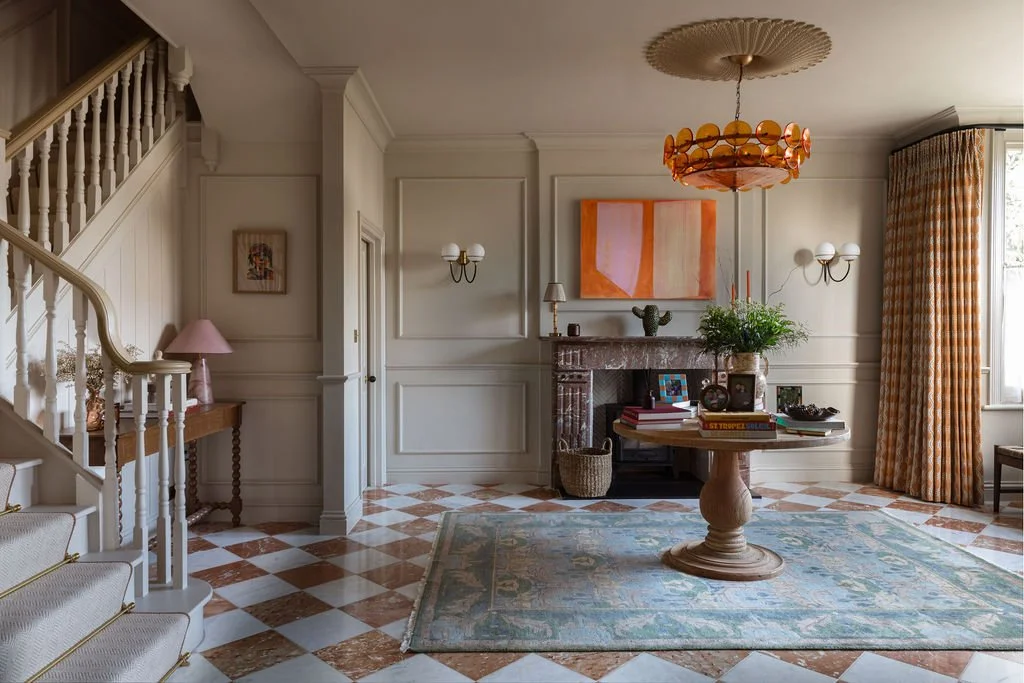 grand hall, panelling, chequerboard marble floor, entryway, hall, grand entrance, staircase