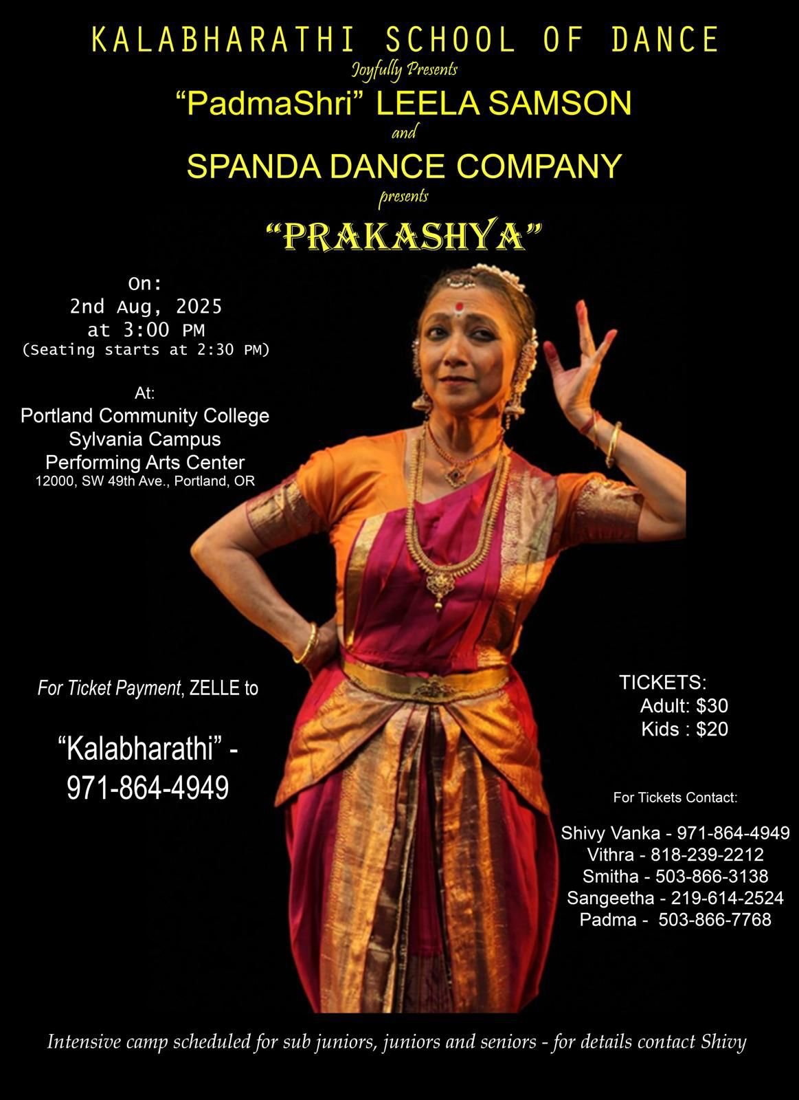 Kalabarathi School of Dance presents Prakashya with a special guest