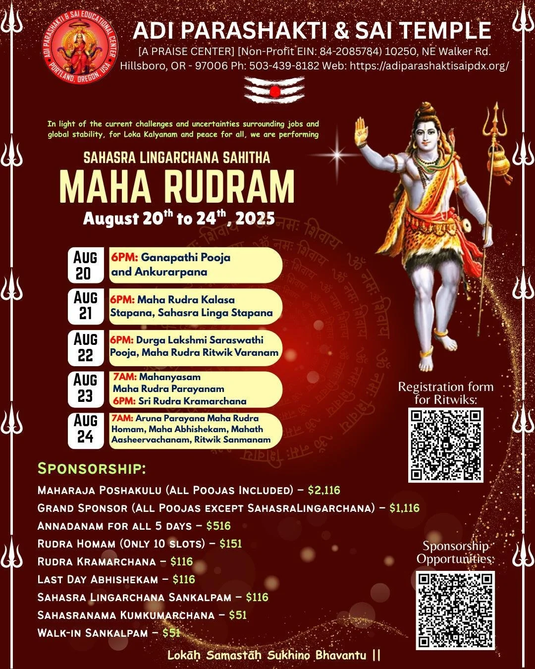 Adi Parashakti & Sai Temple: Maha Rudram