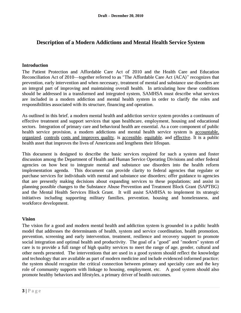 Description of a Good and Modern Addictions and Mental Health Service System