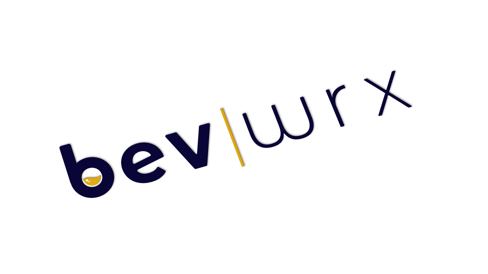 Logo with the text "bev | wrx" in stylized font, featuring a beverage icon in the "b" letter.