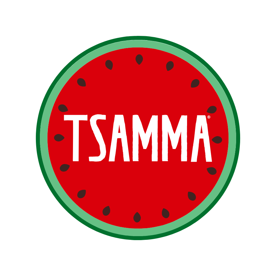 A circular logo resembling a watermelon with the word 'TSAMMA' in bold white letters across the center.