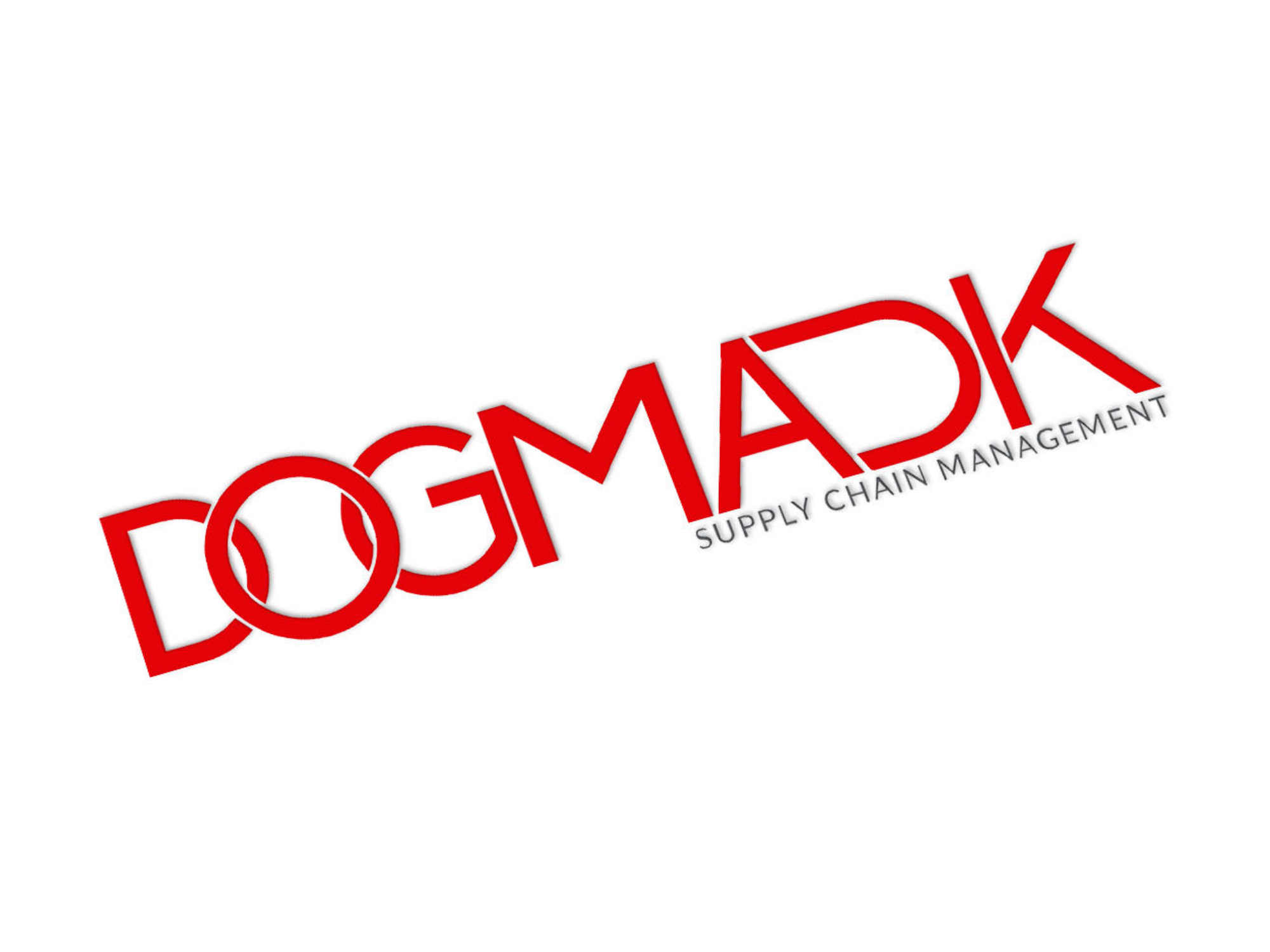 Logo design for DOGMADK Supply Chain Management with stylized red text.