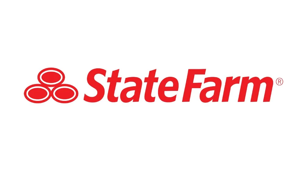 State Farm logo with red text and emblem on a white background.