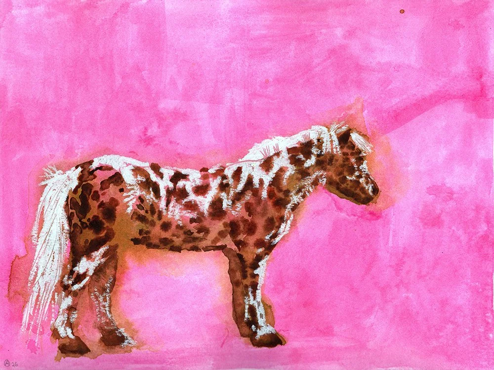 "Dappled" - 9"x12", ink and oil pastel on bristol board