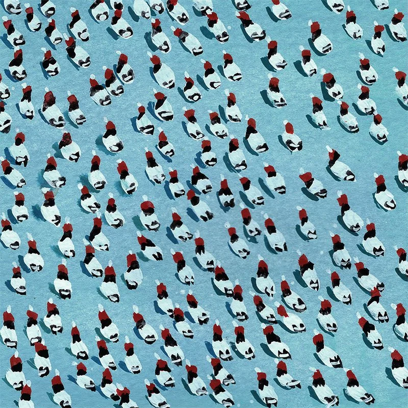 "RedHead Drift" - 6"x6", gouache