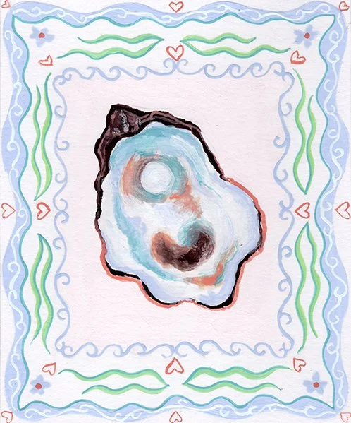 "Oyster's Surprise" from The Alice Collection - 5"x7", gouache