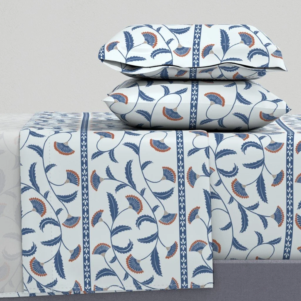 "Autumn Floral Stripe" - Greek inspired moody, structured floral for fall. 