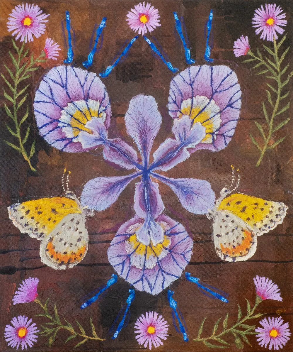 "Iris Axis" - 20"x24", oil pastel & acrylic on canvas