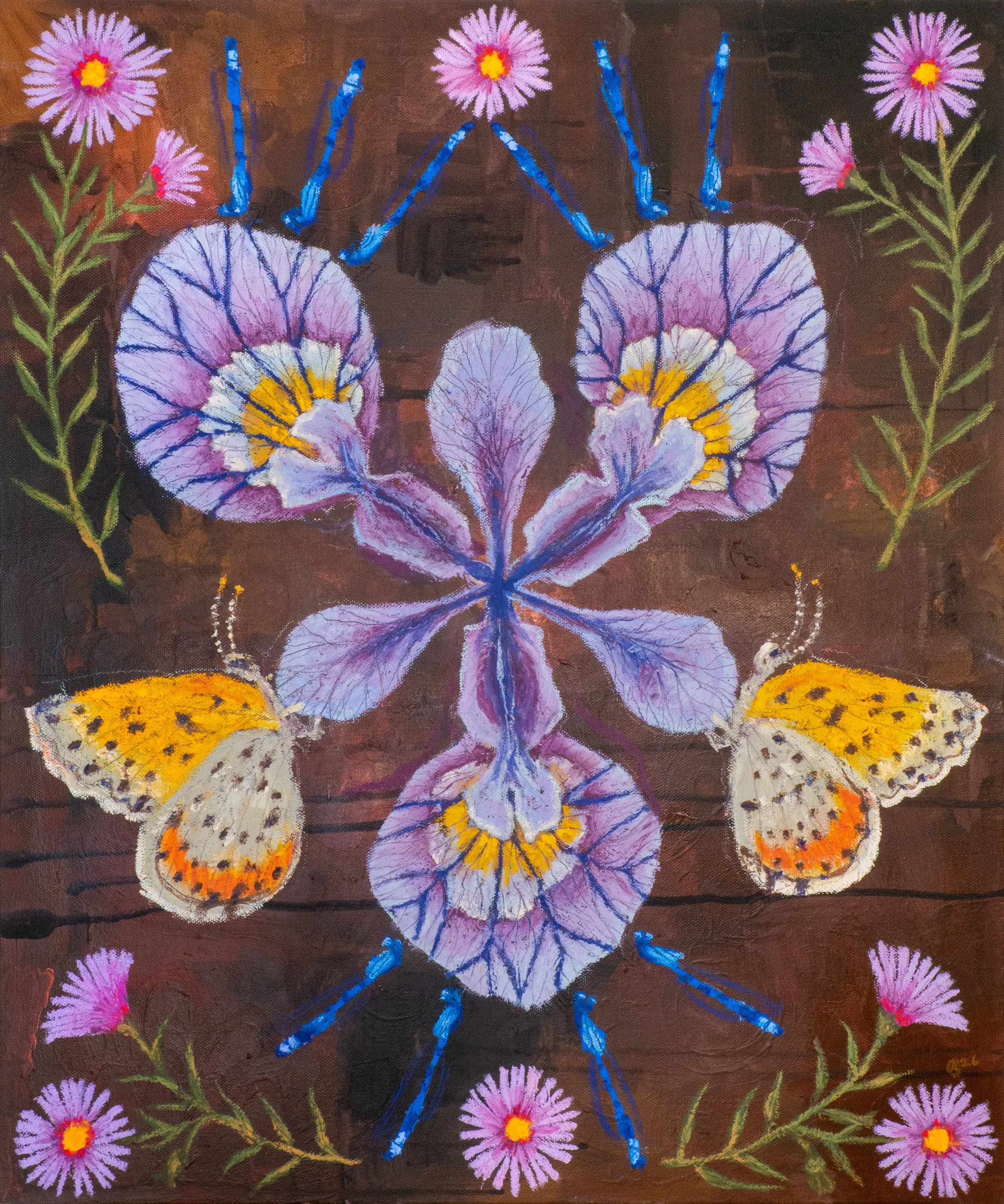 "Iris Axis" - 20"x24", oil pastel & acrylic on canvas