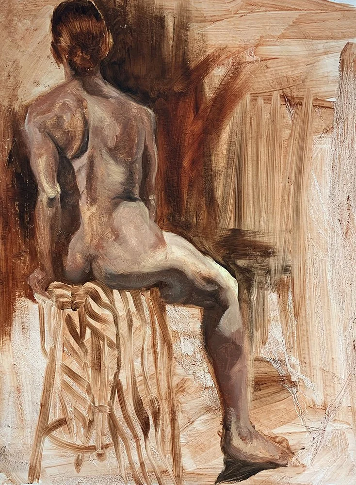 3 hour figure study - 30"x40", oil on board