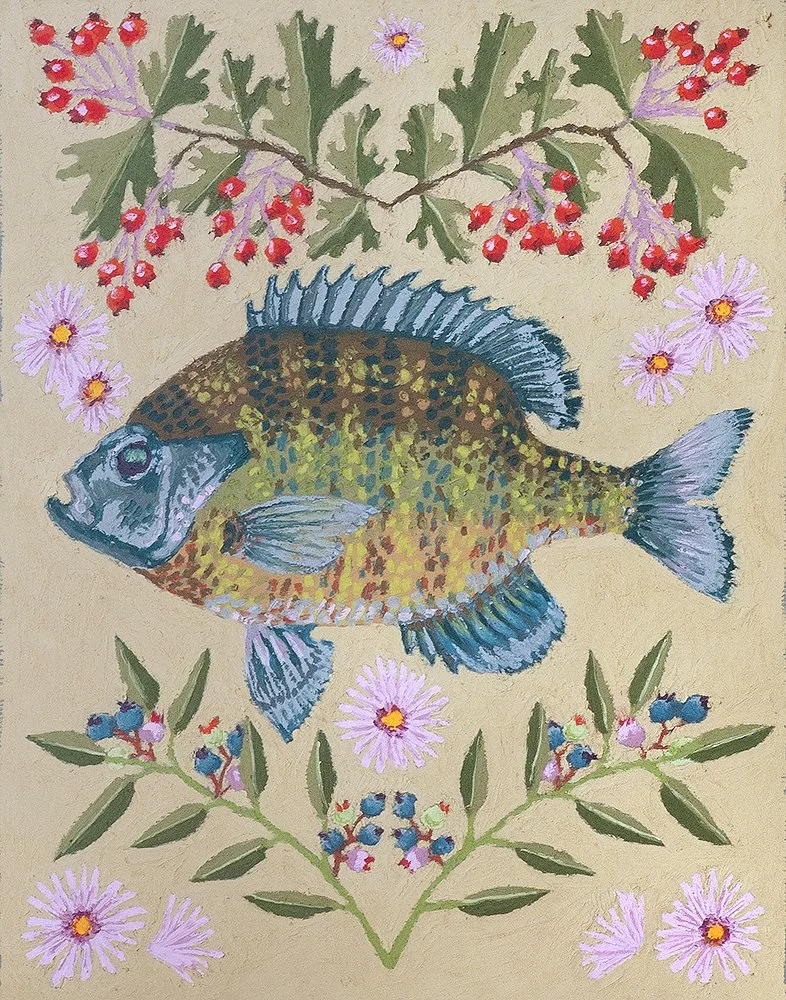 "Votive Bluegill" - 11"x14", oil pastel