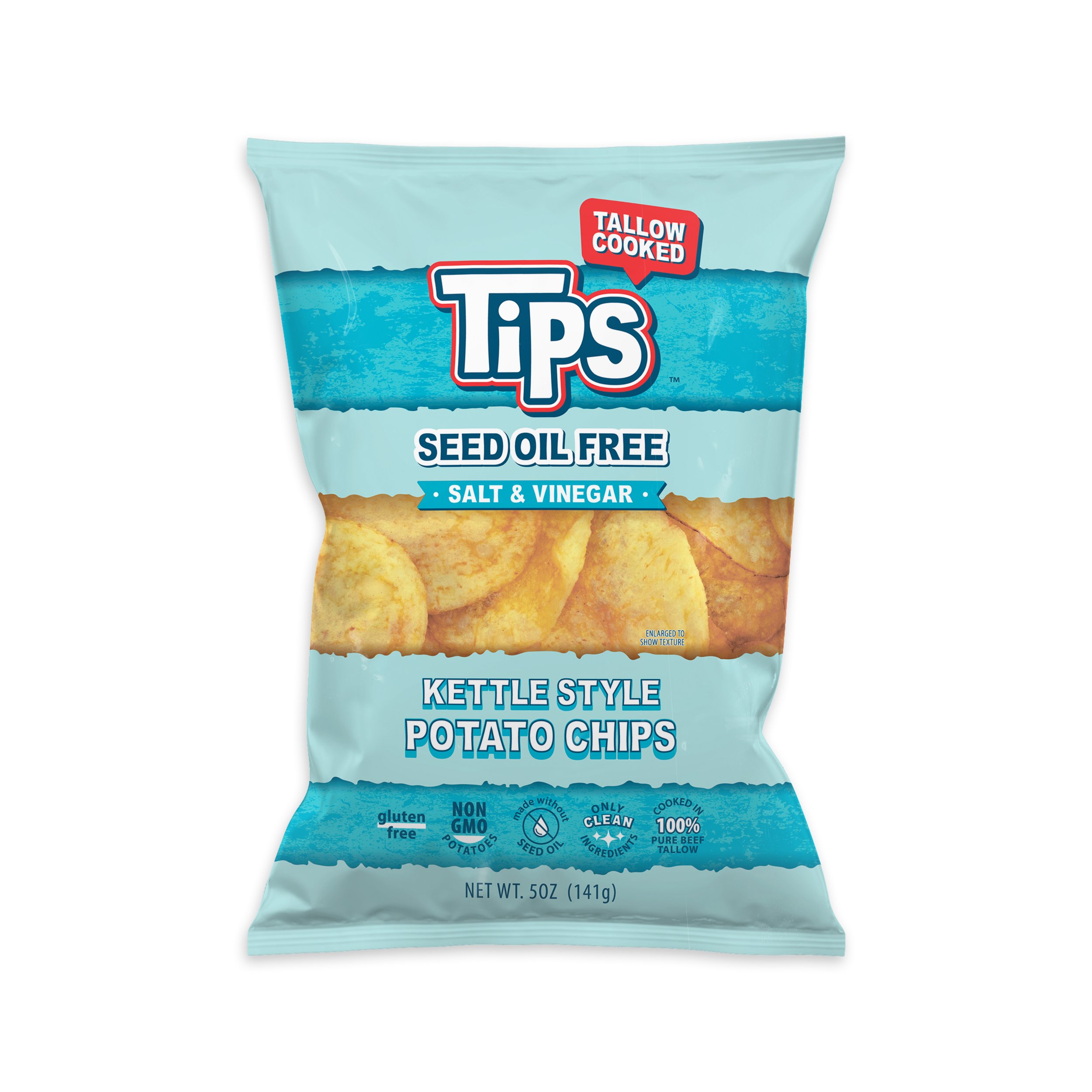 Salt & Vinegar Chips | Kettle-Cooked | Seed-Oil-Free Tallow Potato Chips Pack