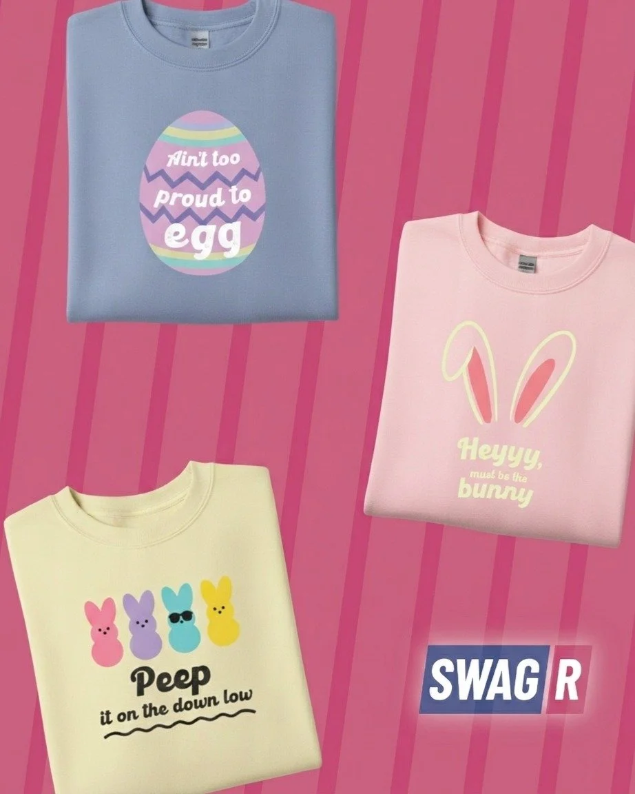 Pastels? ✔️
Puns? ✔️
Peak Easter energy? ✔️
This drop is bringing all the springtime sass 🐣💗
🥚 &ldquo;Ain&rsquo;t too proud to egg&rdquo;
🐰 &ldquo;Heyyy, must be the bunny&rdquo;
🐥 &ldquo;Peep it on the down low&rdquo;
Soft, cozy, and guaranteed