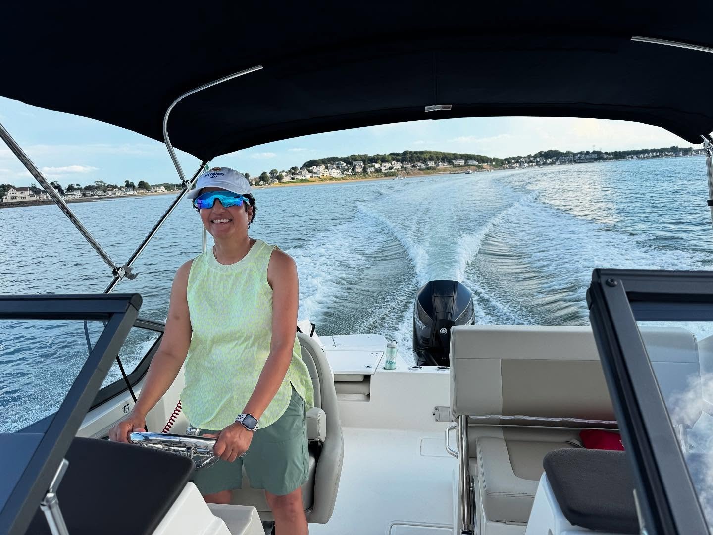 Perfect night for a new boat delivery orientation on a Boston Whaler 21 Vantage!