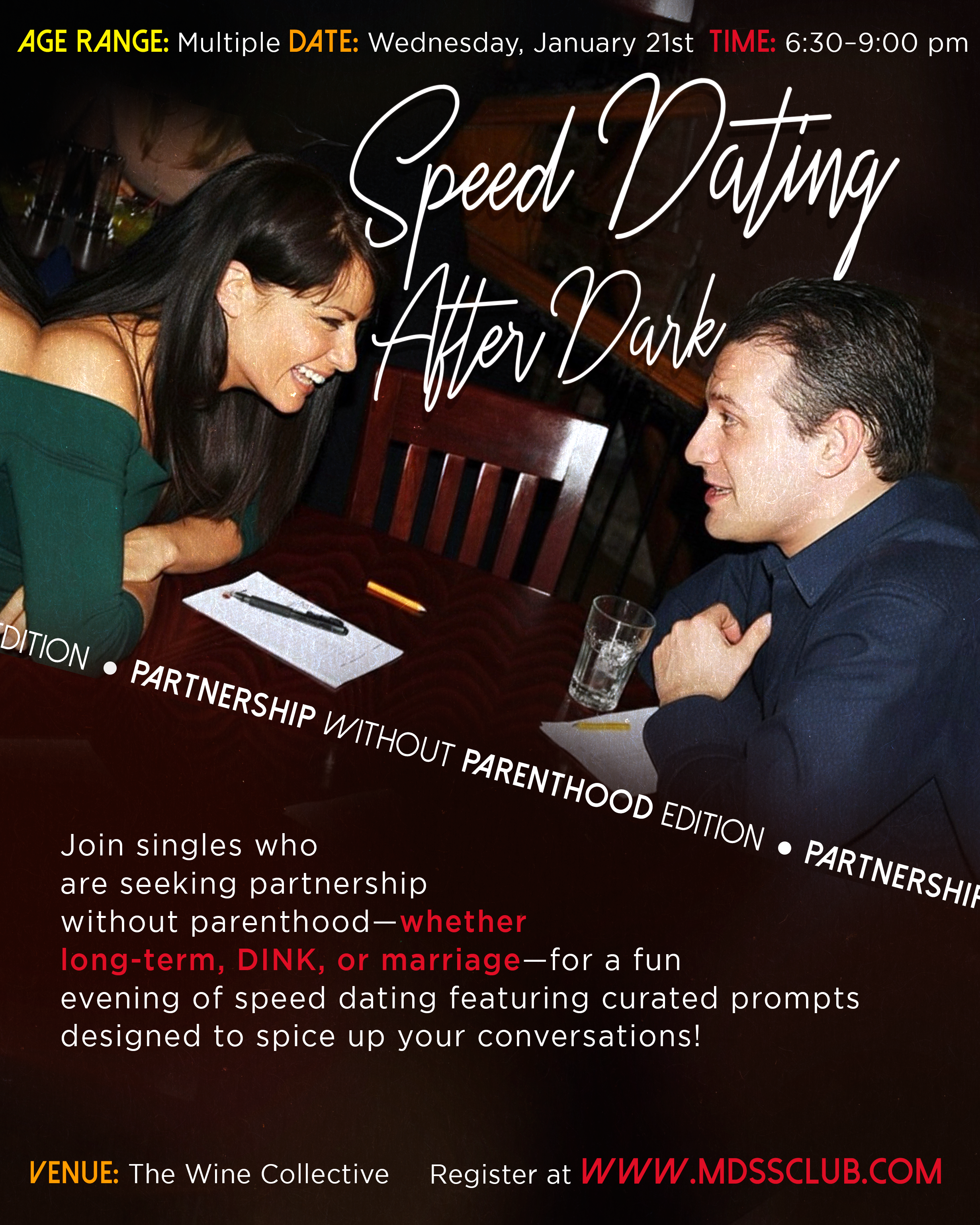 Speed Dating After Dark (Partnership w/o Parenthood Edition) 