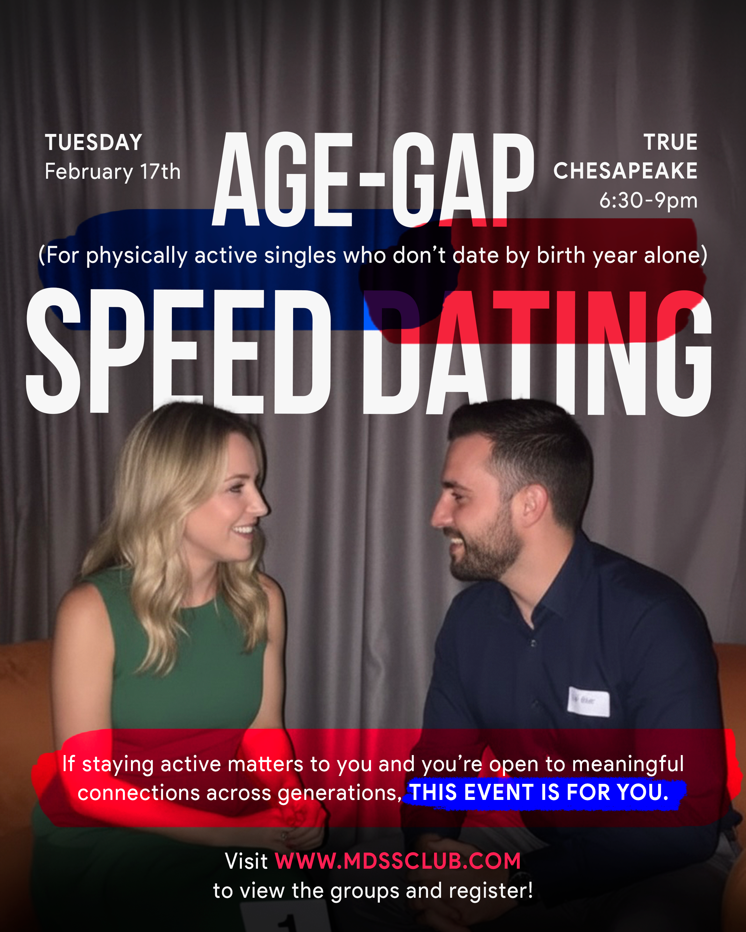 Age Gap Speed Dating (For Physically active singles who don’t date by birth year alone)