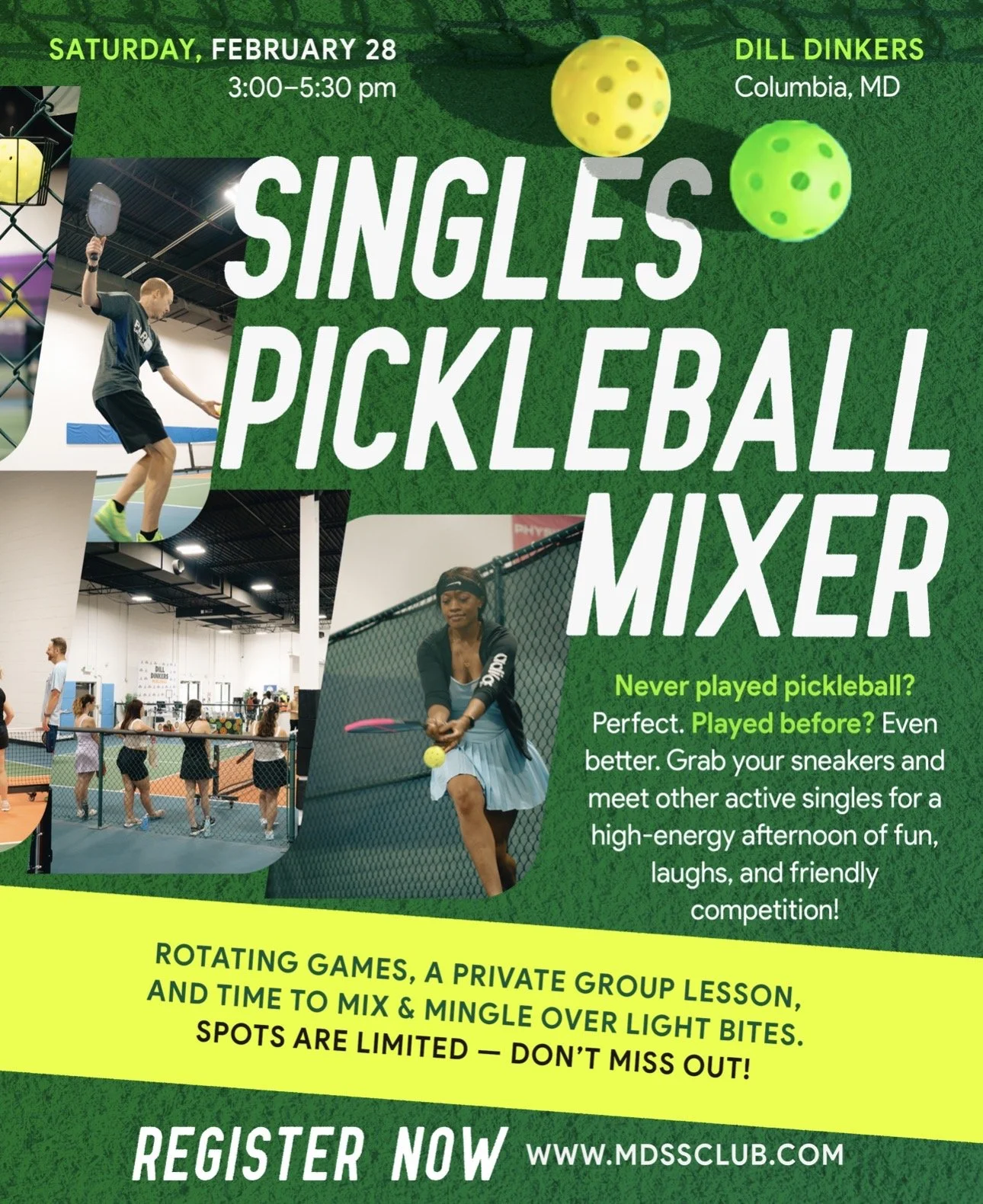 Singles Pickleball Mixer (multiple age groups)