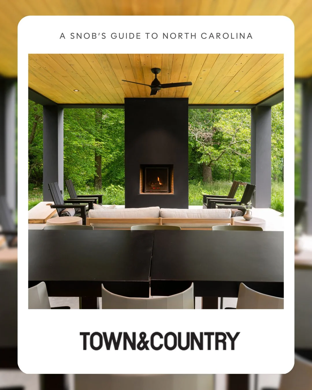 Firelight at Shope Creek is featured in Town & Country this month! Thank you to Jenn Rice, who included the boutique resort in her comprehensive guide to luxury travel in North Carolina. 
Check out the whole guide (exclusive for Town & Cou