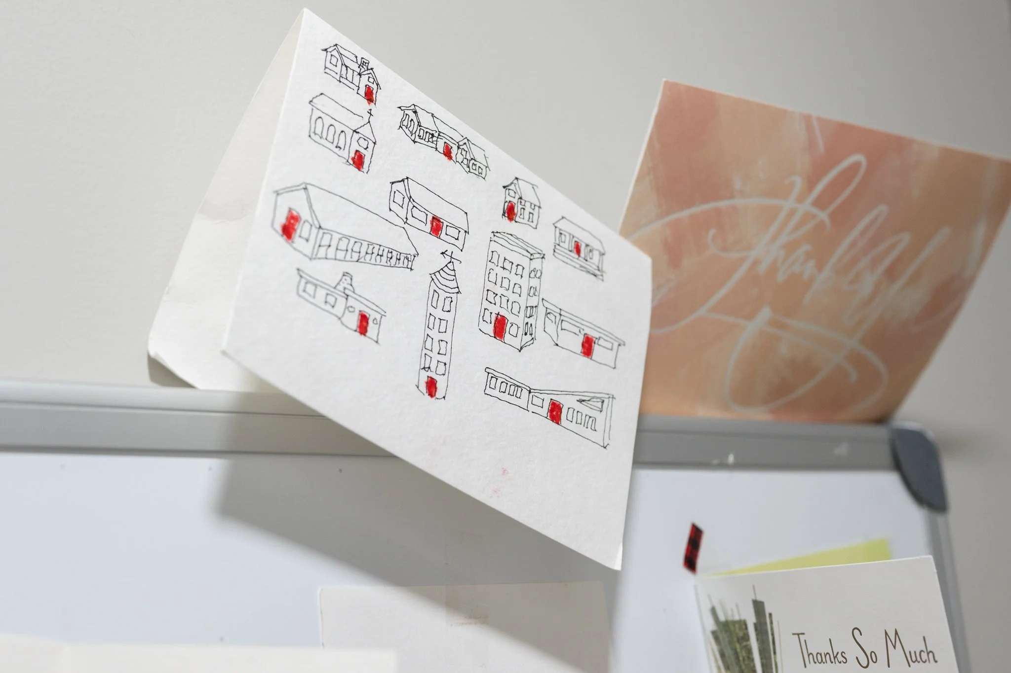 A card illustrated by a former client of Little Red Door Cancer Agency pictured Feb. 17 in Muncie, Indiana. Little Red Door provides free services for clients during and after their cancer journeys.