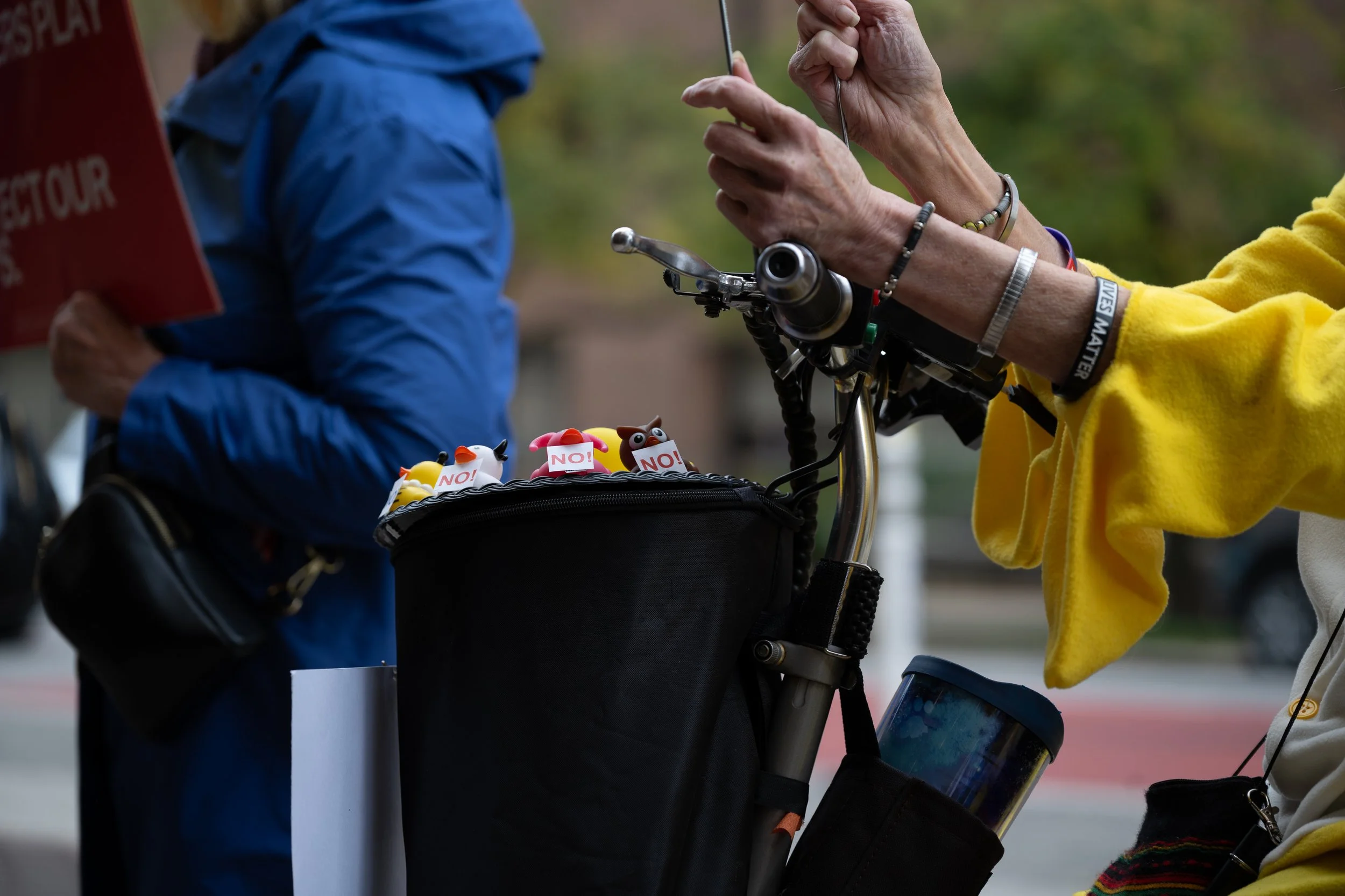 Small trinkets created by a protestor demanding for Indiana lawmakers to oppose early redistricting October 2025 in Indianapolis, Indiana