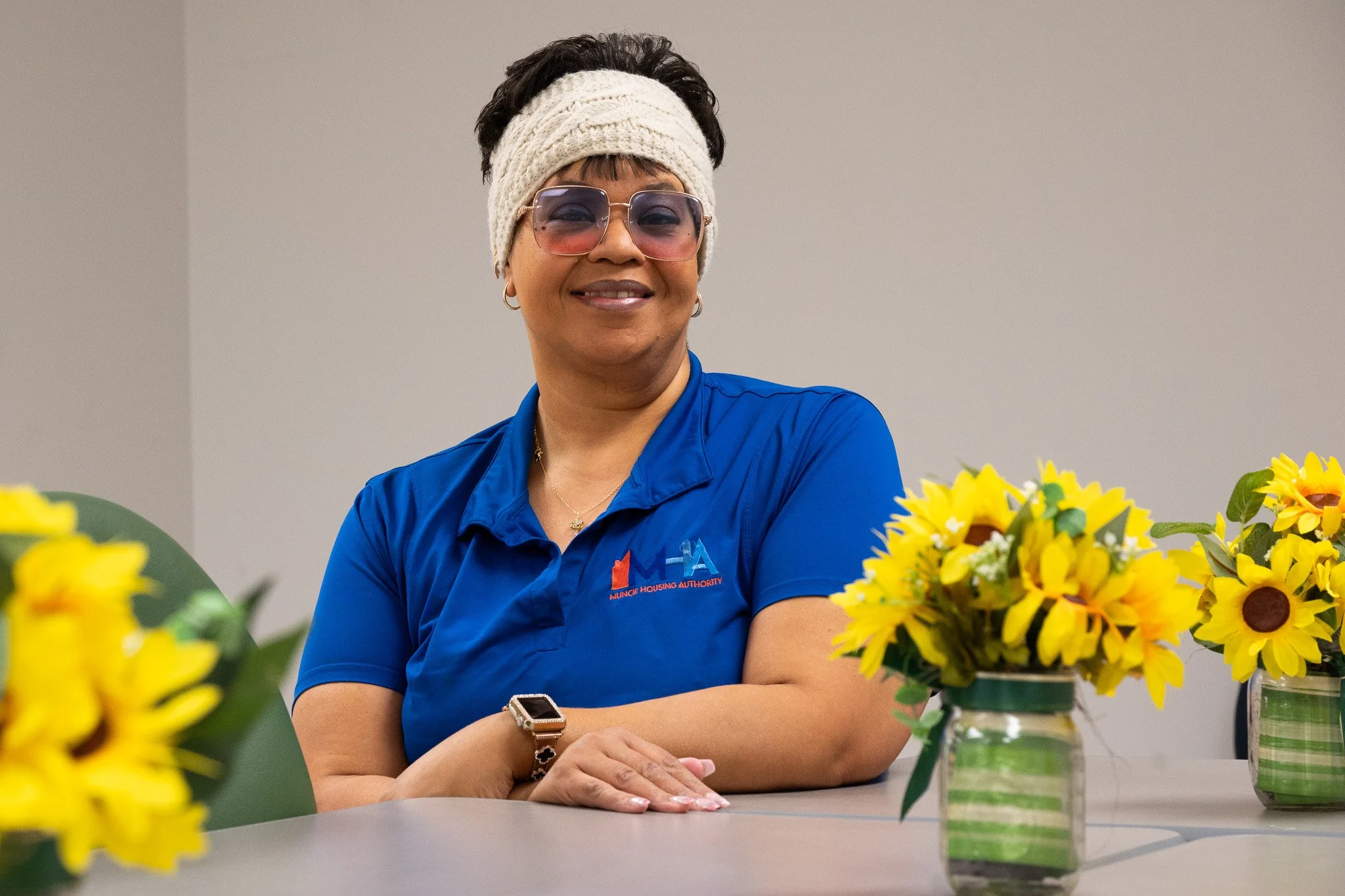 CEO of the Muncie Housing Authority Curtisa Goodwin poses for a portrait Feb. 2 at the Price Hall Warming Center.