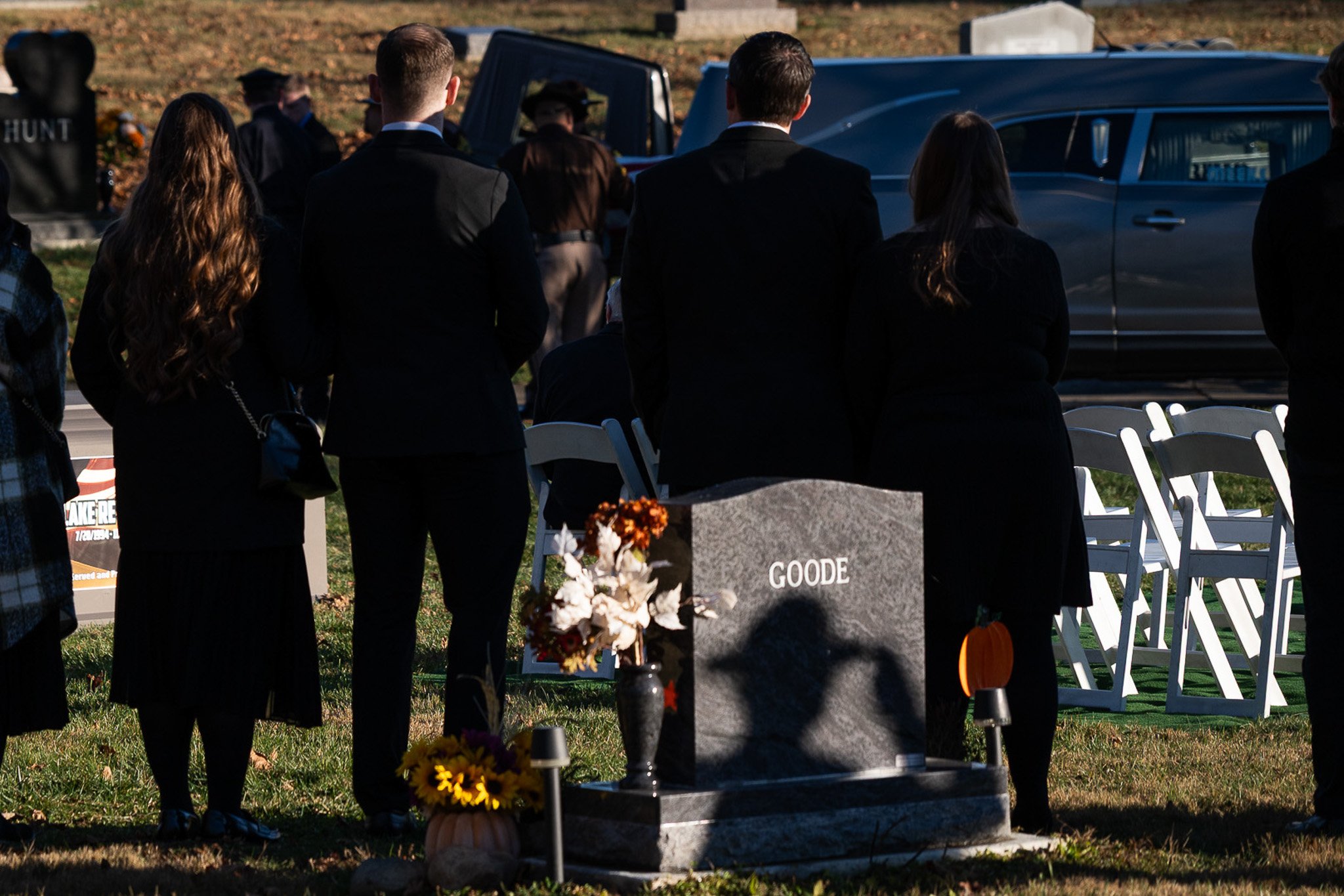 Funeral procession for Officer Blake Reynolds of the Delaware County Sheriff's Office November 2025 at Jones Cemetery.