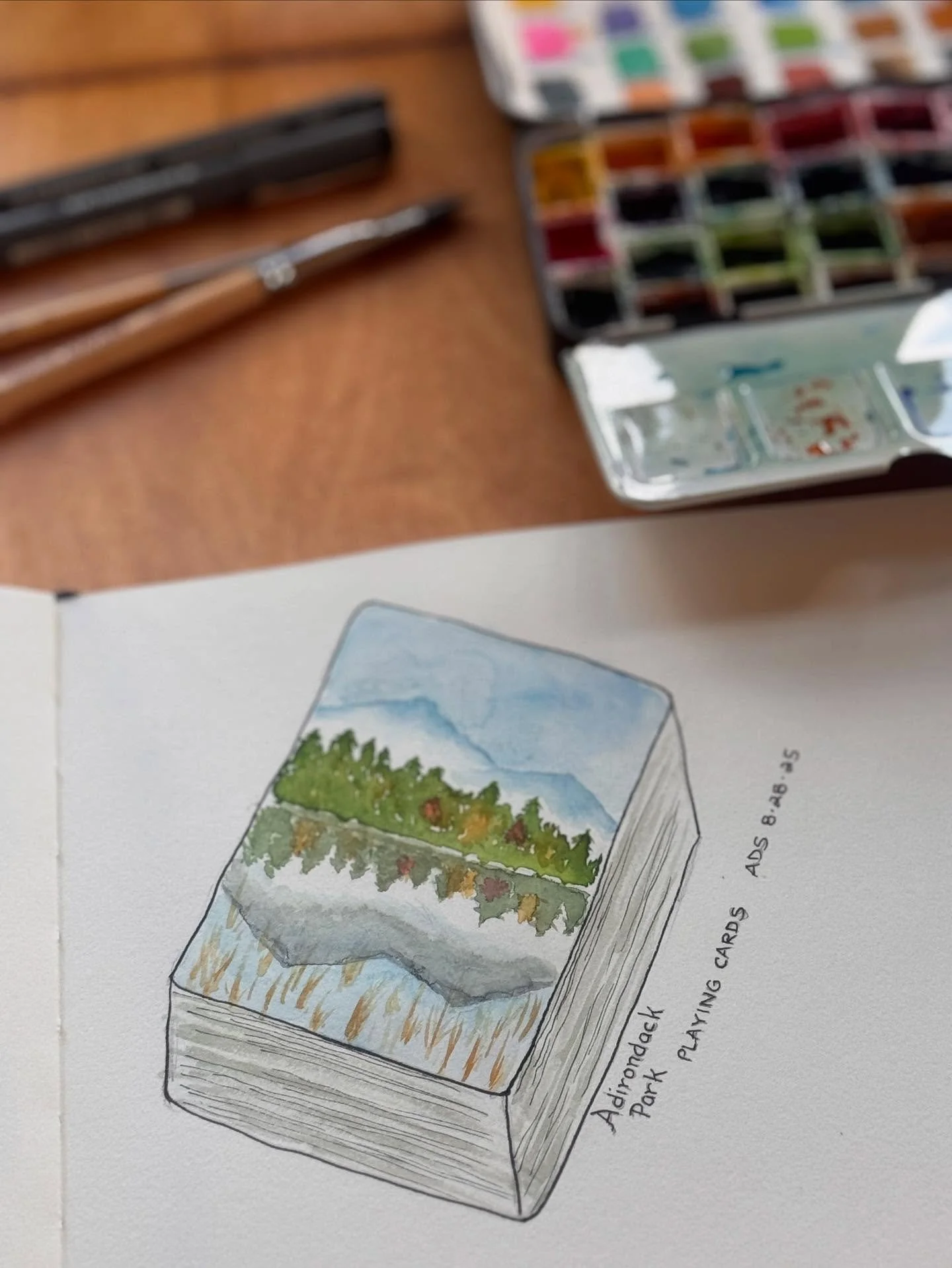 Isn&rsquo;t it a lovely thought to engage in the simple past time of playing cards on a Summer evening&hellip; and just as lovely..
Painting them!
#andispeople #brantlake #whimsicalart #justforfun #simplemoments