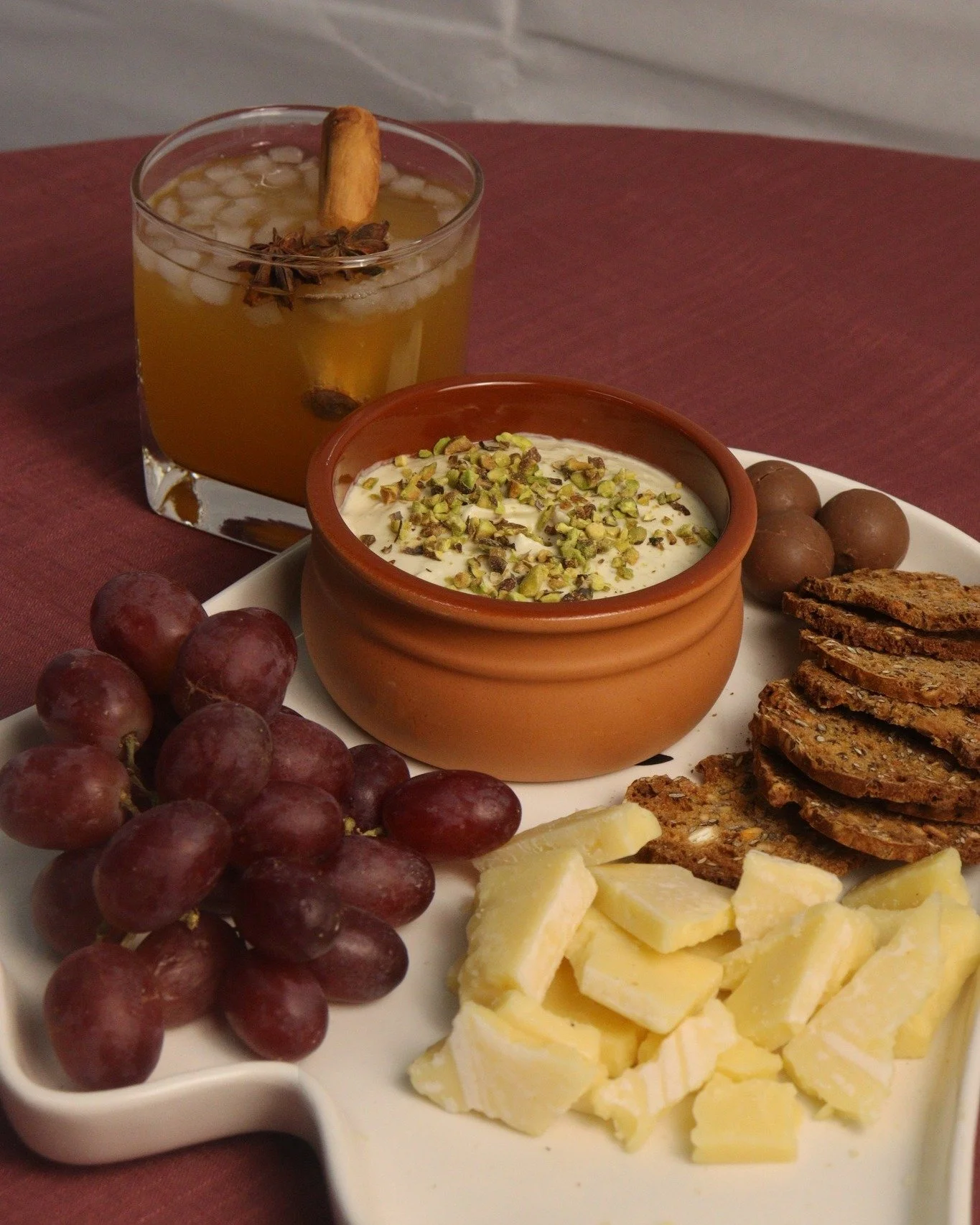 It's Spooky Season pairing 👻
Pair your Spiced Pumpkin Bourbon with Chris' Heritage Blue Cheese, Fig &amp; Pistachio dip for a hauntingly indulgent combo- warm spices and creamy blue cheese! 🎃🧀
 #fallvibes #entertaining #chrisheritage #chrisnevermi