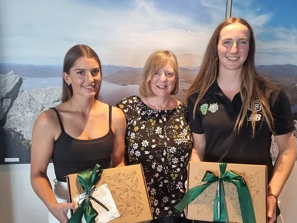 Montana who won the lucky door prize at the Women's Network Australia Luncheon with Gillian and Alannah