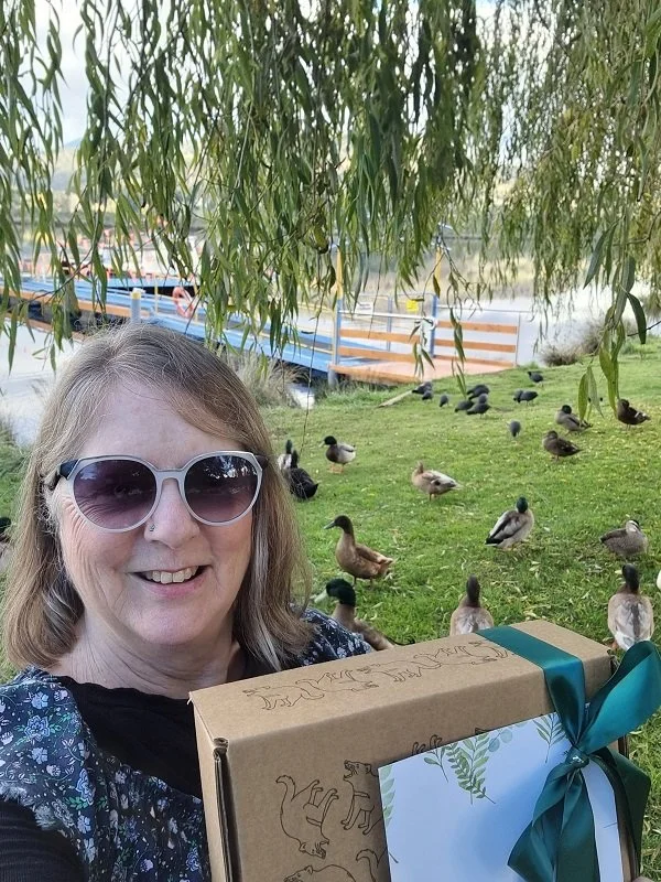 Gillian at Franklin photographing hampers and having curious ducks checking me out