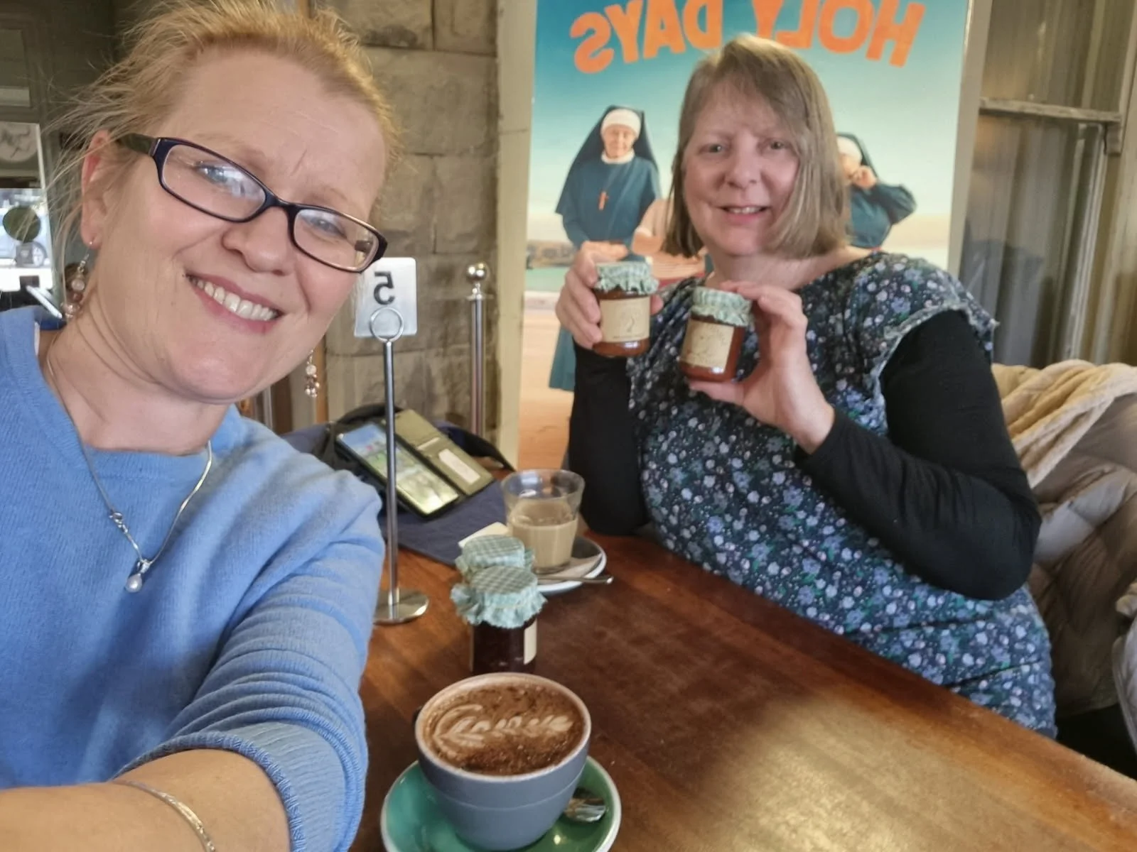 Sarah from Olive Grove showing me some of her relishes and jams