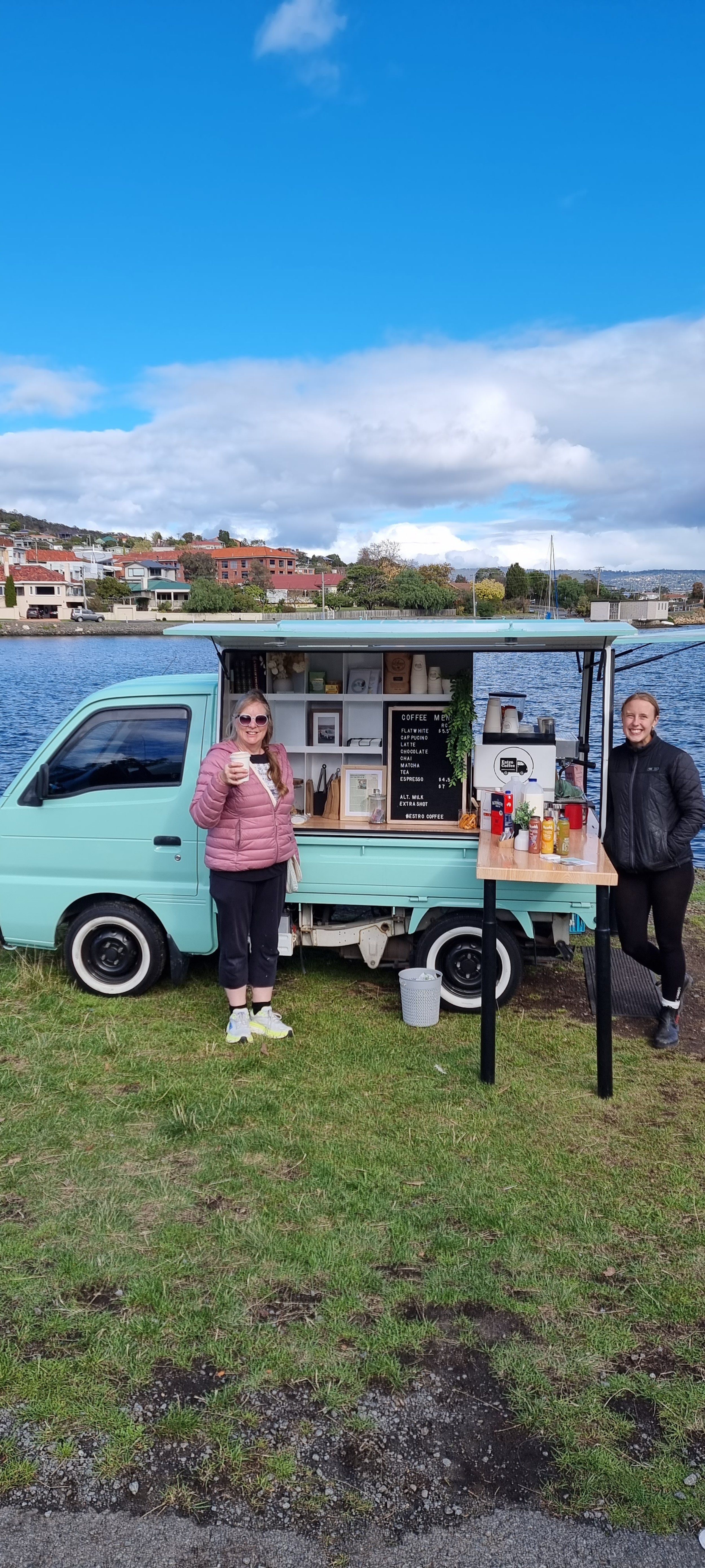 Shalom from Estro Coffee parked at Lindisfarne Bay