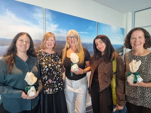 Karen, Gillian, AJ, Amira and Debbie at the Women's Network Luncheon at the RYCT for International Women's Day