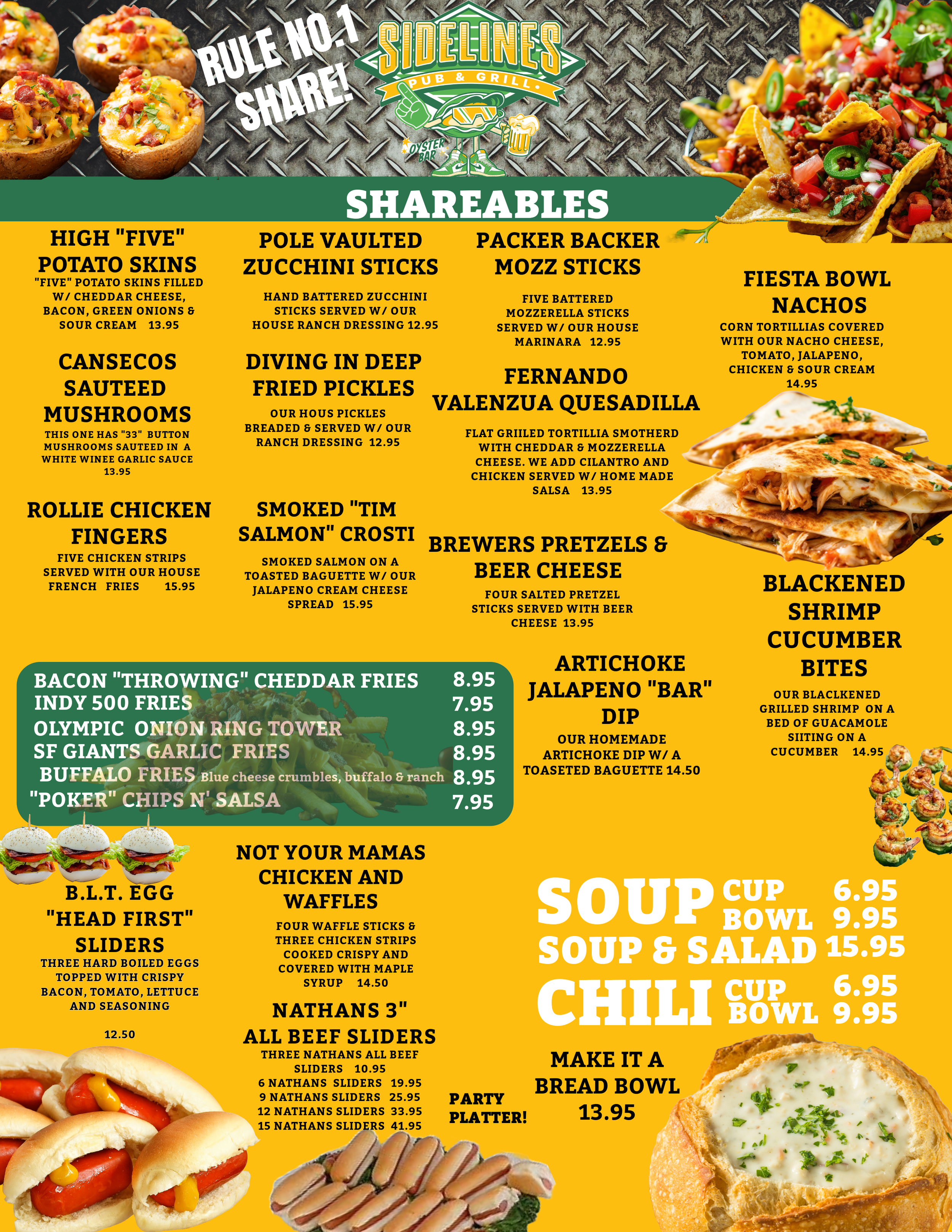 Menu — Sidelines/Whiskey Jacks