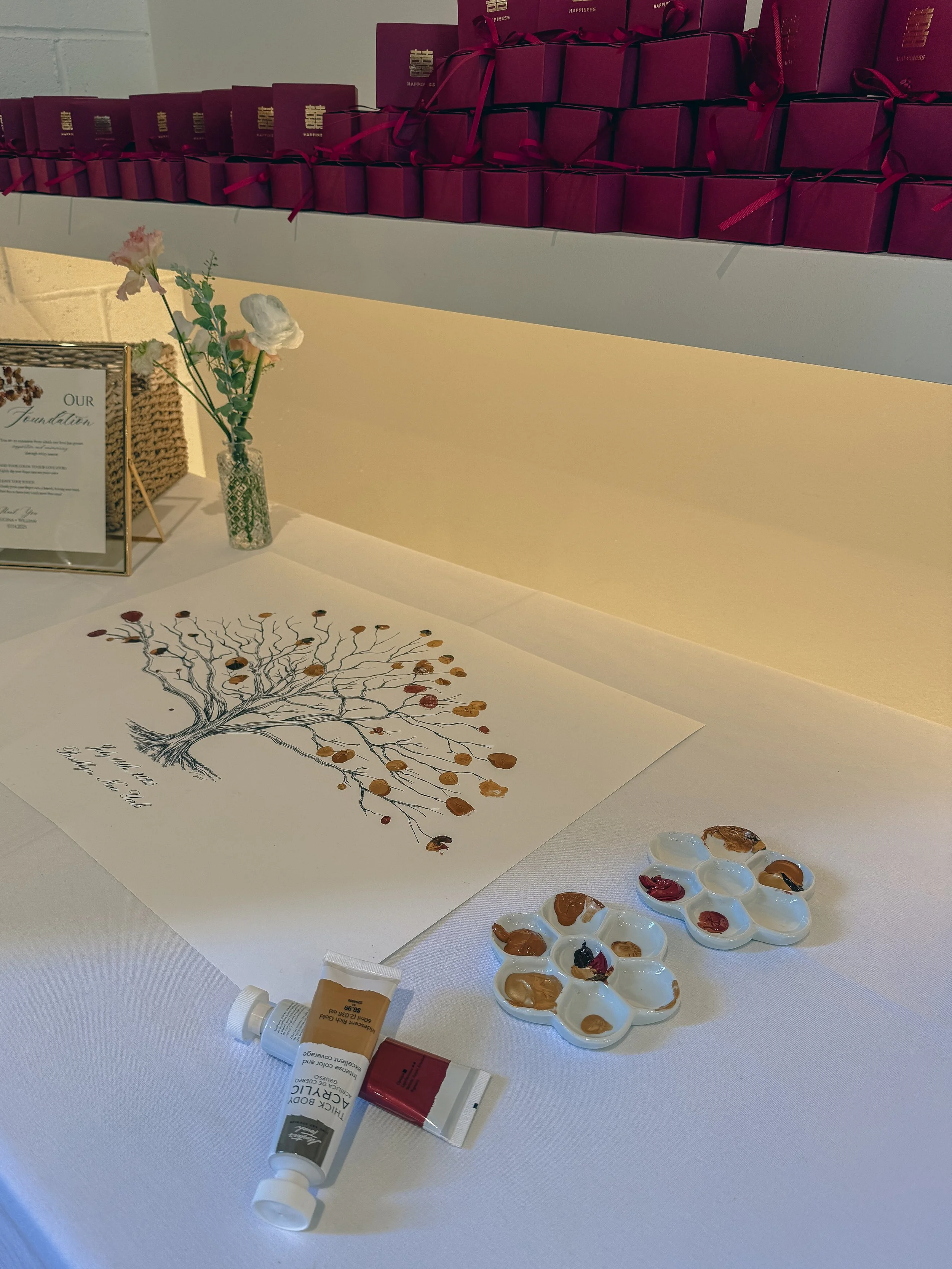 Guests co-creating a handmade gift for the newlyweds at the Shell's Loft