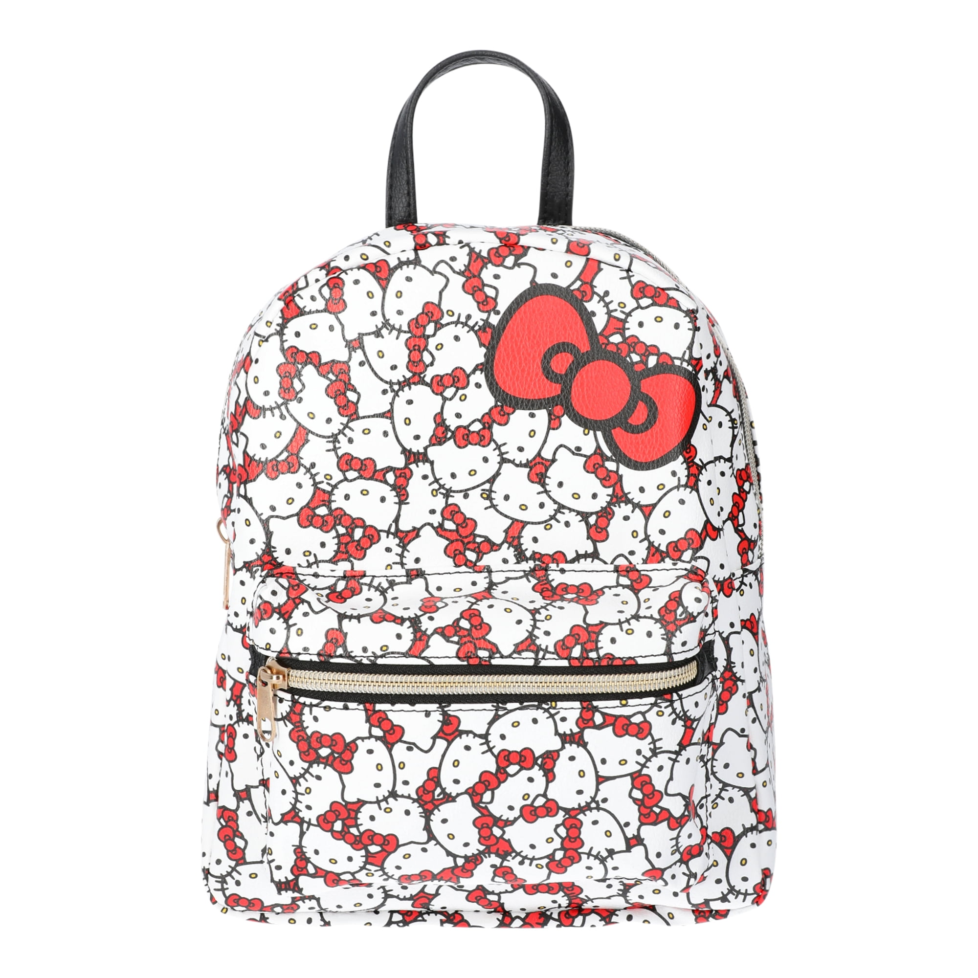 Hello Kitty White backpack with Hello Kitty face and red bow pattern