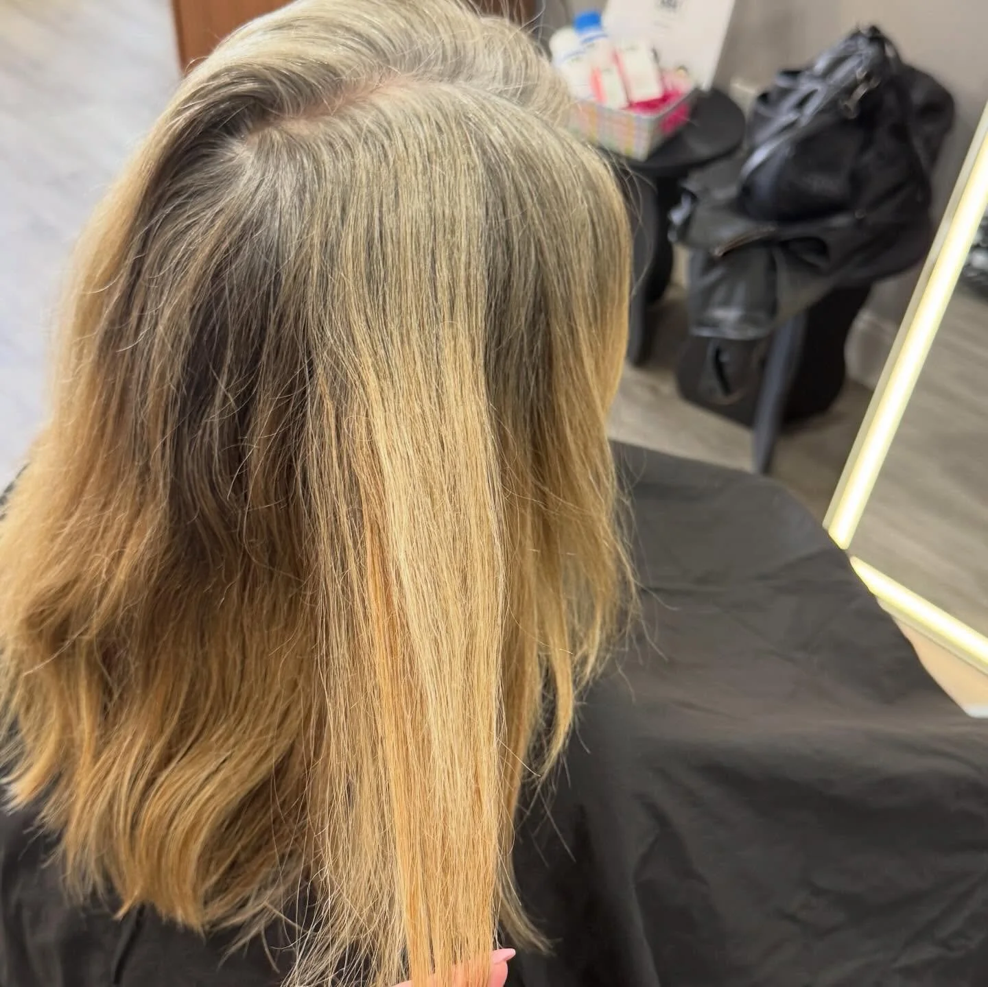 This is what 8 weeks of grow out looks like with my gray blending technique.

The goal for this client is to transition from coloring her hair every 3&ndash;4 weeks to now stretching her appointments to every 8 weeks, with the long-term plan of going